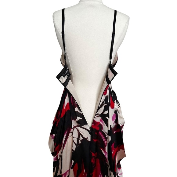 BEBE Y2K Draped Silk Maxi Dress Plunging V-Neckline Sleeveless Boho Chic Size S - Picture 9 of 16